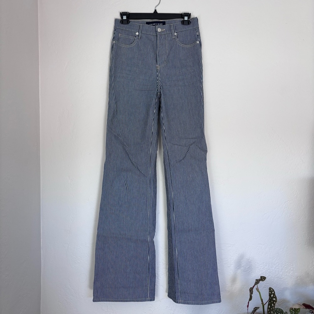 Veronica Beard Blue Striped High Rise Jeans